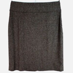 Banana Republic Dark Brown Grey Flannel Wool Pencil Skirt Lined